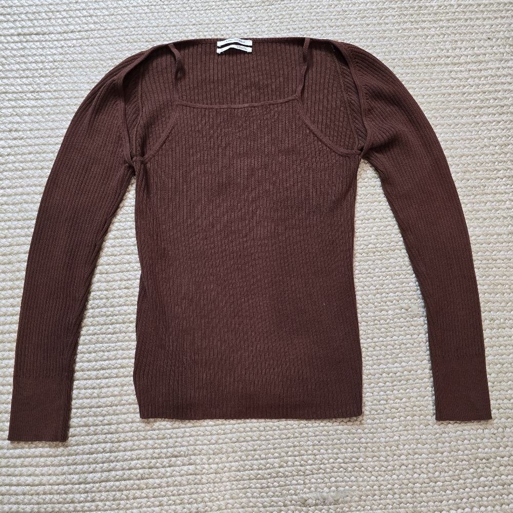 Anthropologie Rust Ribbed Knit Top